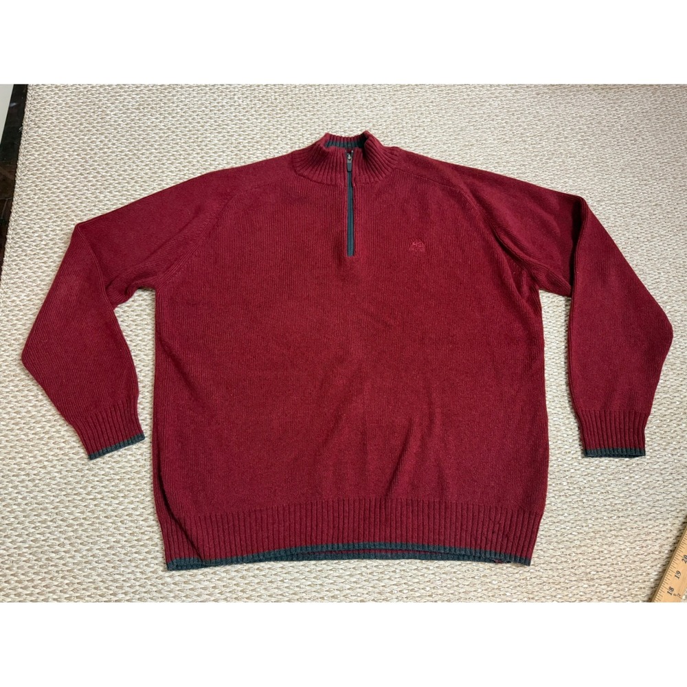 Vintage Nike ACG Quarter Zip Sweater Mens Large Burgundy Lambswool Blend Ribbed